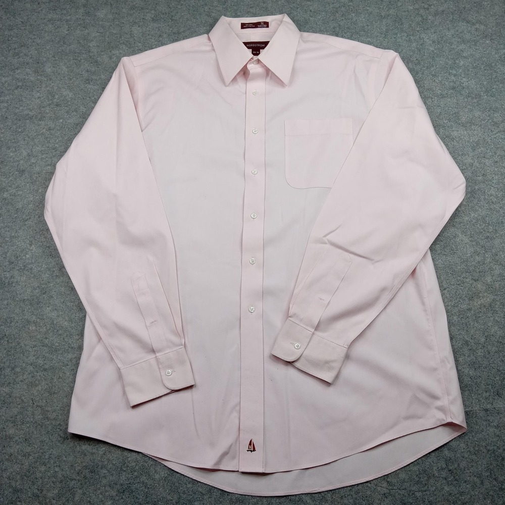 Nordstrom Shirt Mens 16.5 36 Pink Smartcare Wrinkle-Free Dress Cotton Non Iron
